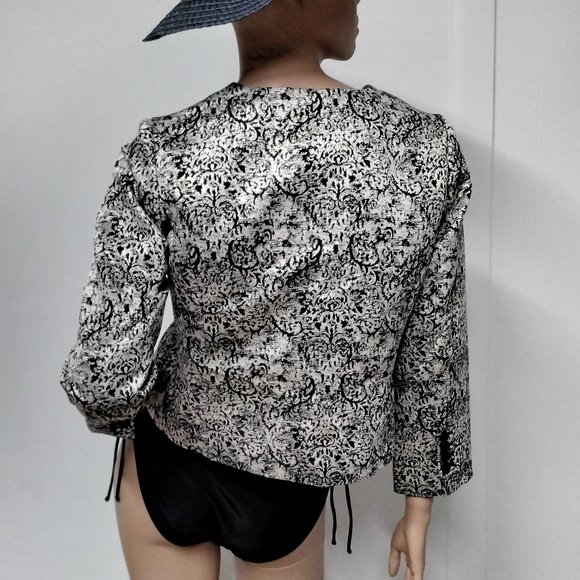 NEW Isaac Mizrahi for Target black Gold blazer Size M Medium Crop Dress Career 9 - Picture 6 of 16